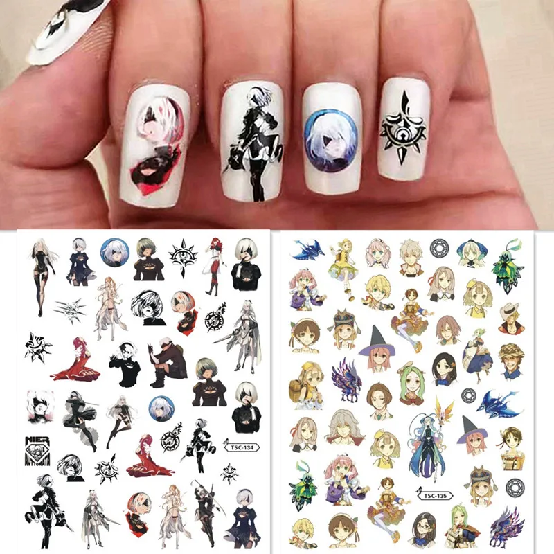 Newest Japanese Anime 3D Self Adhesive Decal Stamping DIY Decorations Tips Nail Art Sticker TSC 133