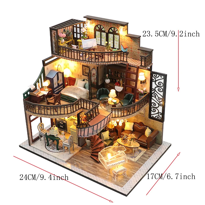 Micro Huis Poppenhuizen kits 3D Puzzel Assemblage Gebouw Model DIY Handgemaakt Speelgoed Kamer Slaapkamer Decoratie Houten Ambachten Kerstcadeau