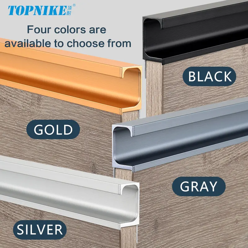 Finger Pulls G-Shaped Groove-Free Concealed Aluminum Profile Edge Banding Handle For Kitchen Cabinets Drawers Pulls No Drilling