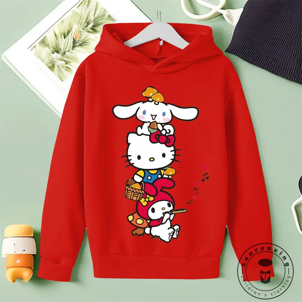 Chic Hello Kitty Long Sleeve Fashion Tops for Kids with Character Cartoon Designs Elastic Waistbands for a Comfy Autumn and Wint