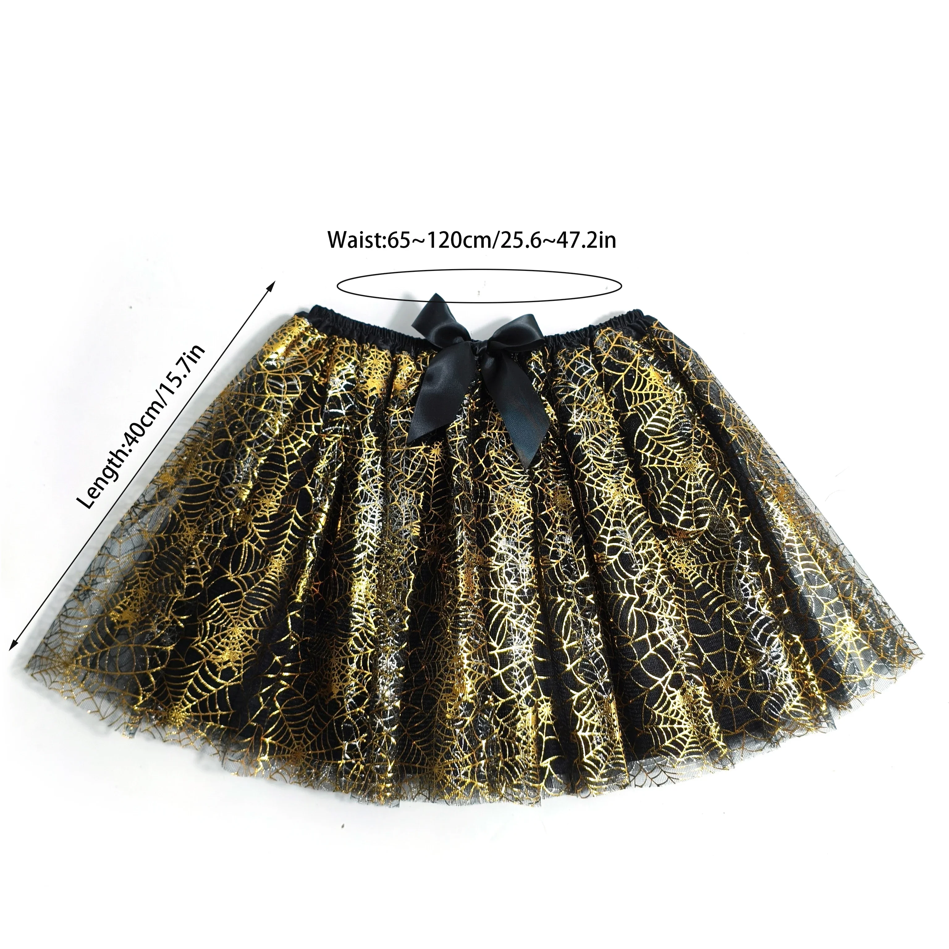 Halloween Spider Mesh Skirt Adult Stage Performance Skirt Length 40cm With lining for Halloween Dress-Up Designed for Women view 2
