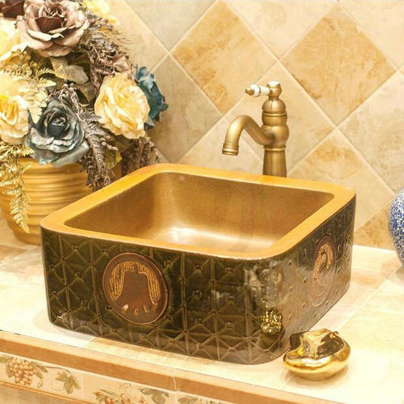 

Ручная художественная рельефная китайская винтажная бронзовая посуда стильная искусственная керамическая Столешница раковина для ванной комнаты