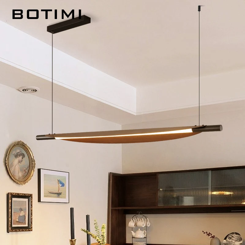 BOTIMI Lampade a sospensione in metallo a LED marrone per sala da pranzo Apparecchio da cucina moderno Lampada a sospensione per ristorante nordico Illuminazione per interni ad isola