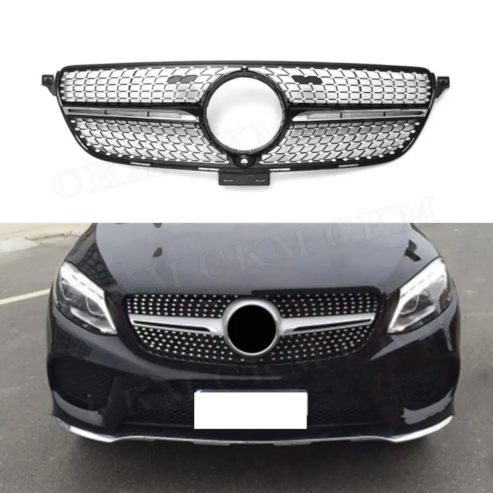 

ABS Material Black/Silver Car Accessories Front Bumper Lip Racing Grills For Mercedes Benz GLE Class W166 SUV 2015-2019