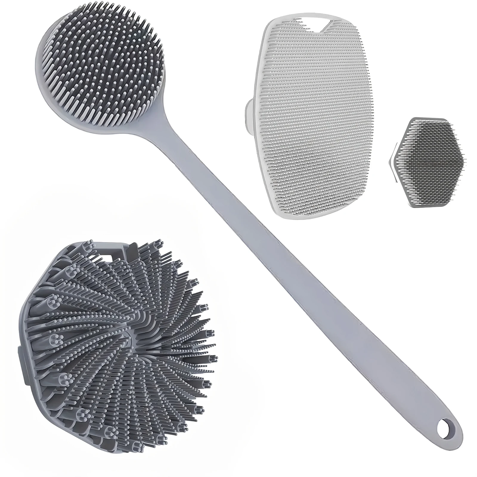 طقم فرش حمام سيليكون رمادي مكون من 4 قطع #6