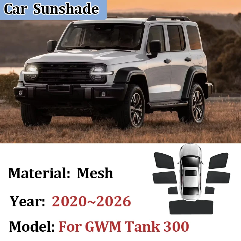 

Car Mesh Sunshade For GWM Tank 300 2020~2026 Mesh Window Visor Privacy Curtains UV Protection Cover Auto Shading Accessories