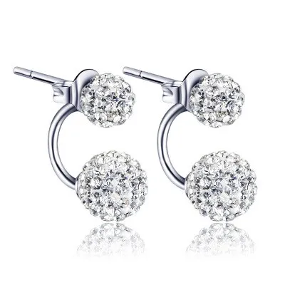 

925 Sterling Silver Double Round Cubic Zirconia Stud Earrings
