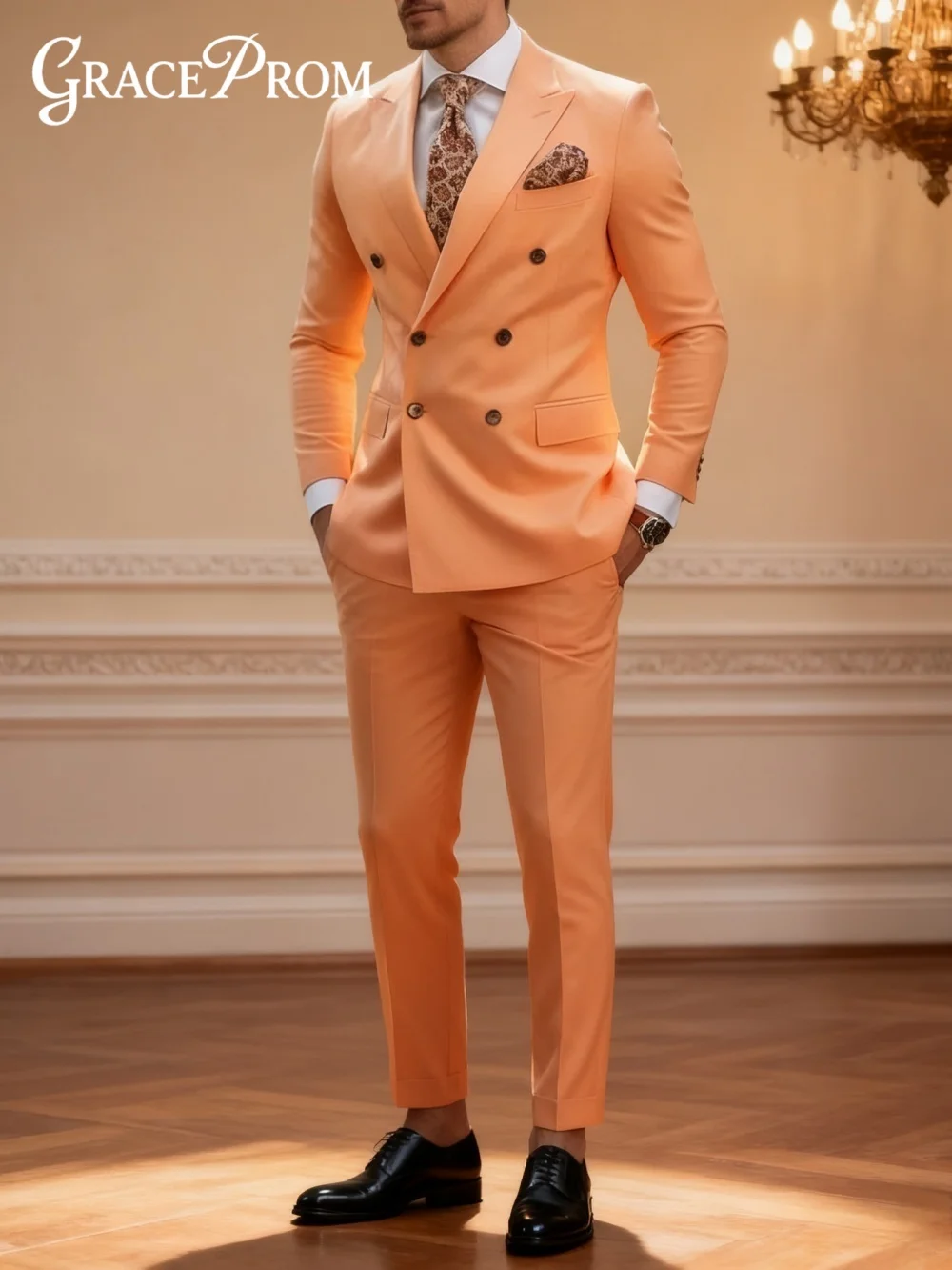 Formal Double-Breasted Men's Suit Set For Wedding Classic Business 2PCS Men's Suit Set Including Jacket Pants Customized