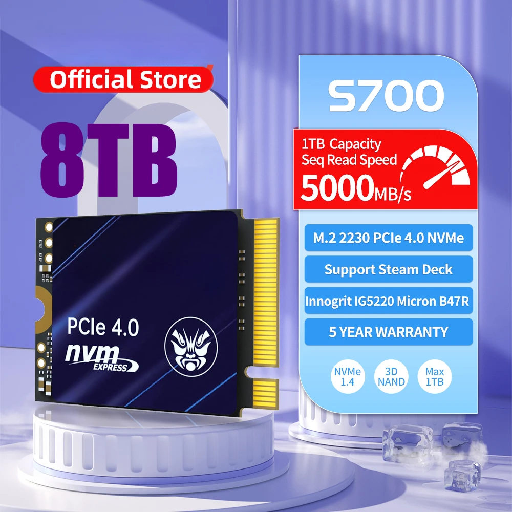 

S700 M.2 2230 SSD 5000MB/s 500GB 1TB Hard Disk PCIe4.0x4 NVMe Internal Solid State Drive For Steam Deck Surface Pro