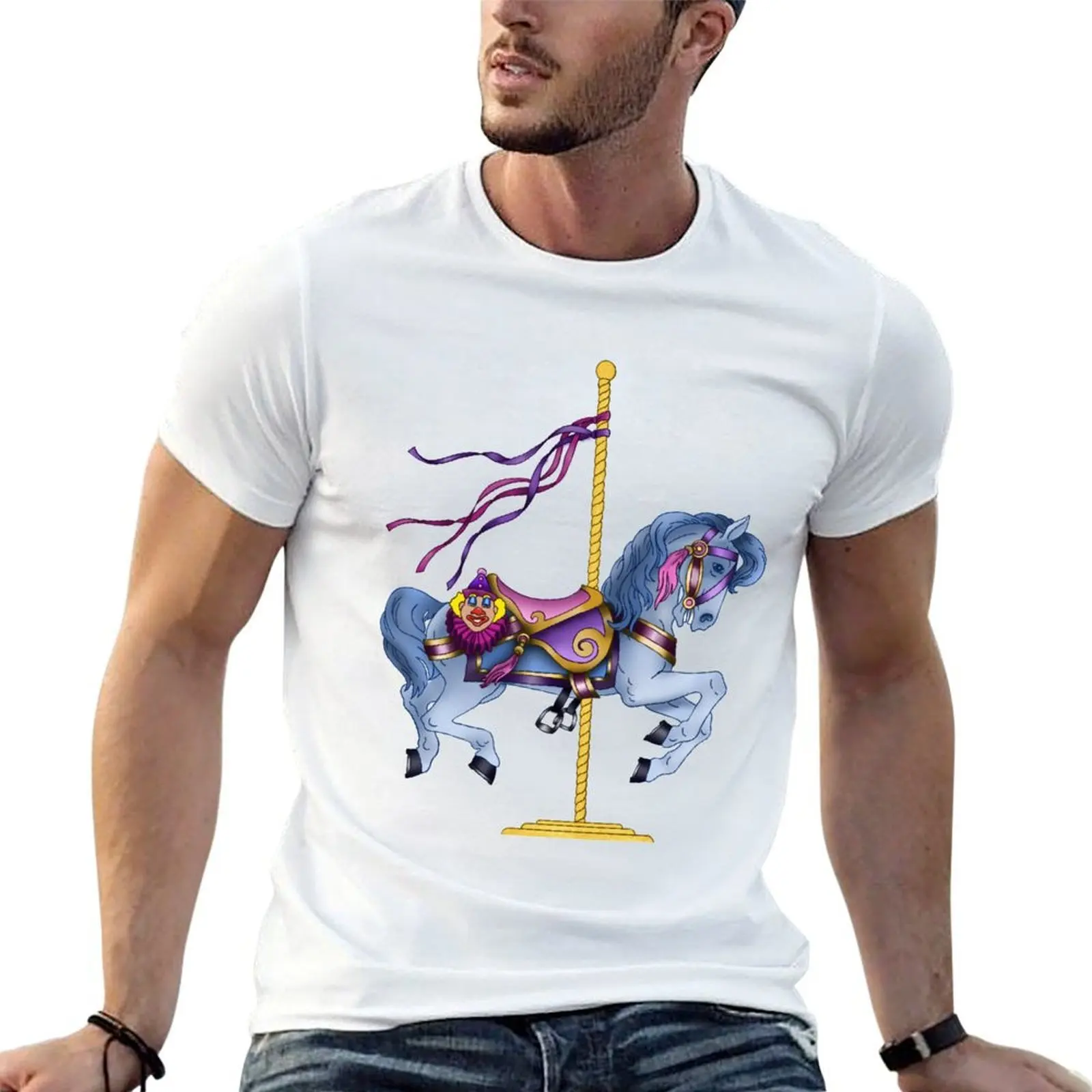 

Carousel horse T-Shirt graphic t shirts for man t shirts for man slim fit cotton t shirts man 100% T-shirt
