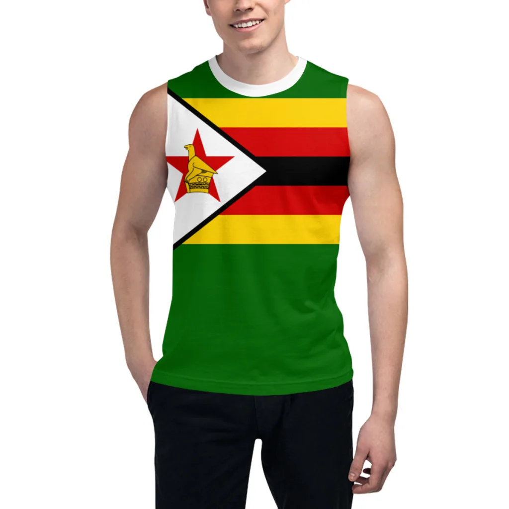 

Футболка без рукавов с флагом Зимбабве 3D Мужская футболка для мальчиков Тренажерные залы Майки для фитнеса Бегуны Баскетбольный тренировочный жилет