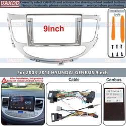 For 2008-2013 HYUNDAI GENESIS 9INCH 2 Din Car stereo radio Android frame Kit panel Center fascia cable video harness canbus box