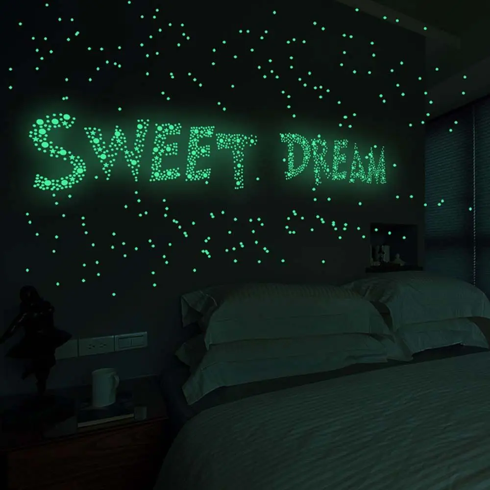 3D Luminous Stars Dots Fluorescent Wall Sticker Glow In Dark Bubble Decal Bedroom Ornament Home Decoration Kids Room