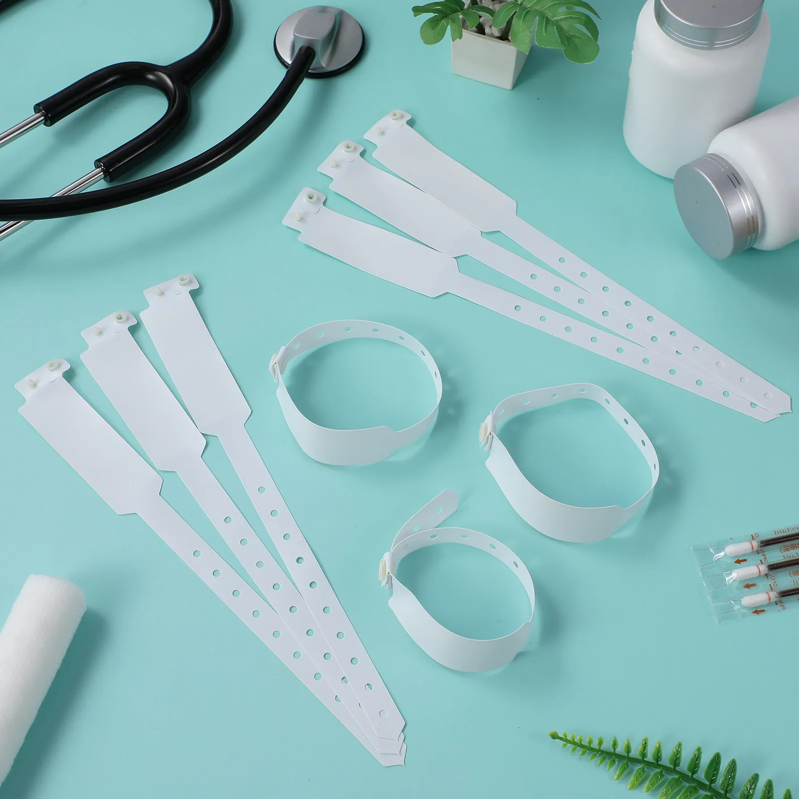 

100Pcs Waterproof Disposable Hospital Wristbands Patient Identification Writable Blank Id Bracelets for Patients