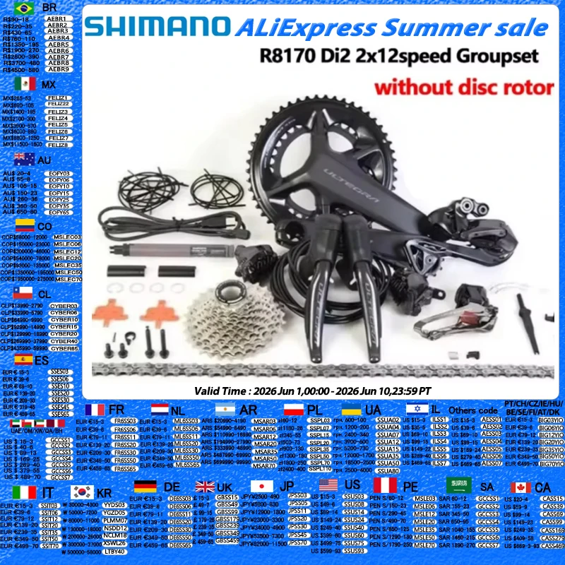

Shimano R8170 Di2 2x12s Groupset ULTEGRA R8100 Crankset 11-30T 11-34T Cassette FD RD R8150 Derailleur For Road Bike Groupset