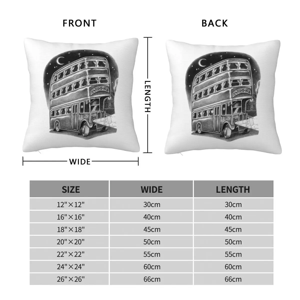 Magic Knight Bus Square Pillowcase Polyester Linen Velvet Creative Zip Decorative Sofa Cushion Cover