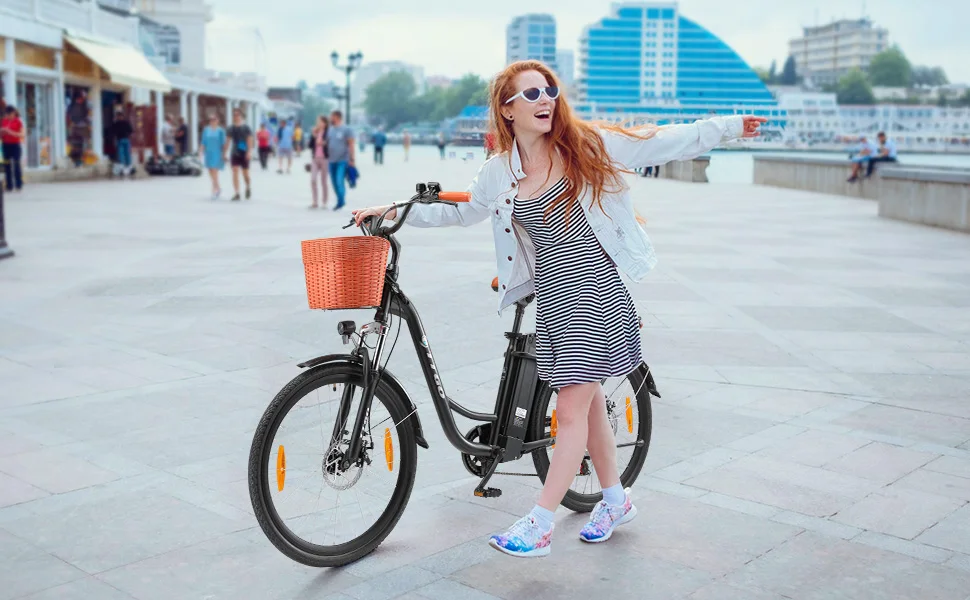 TTGO YY-26ST Electric Bike 26 Inch E-bike 36V14.5 Ah Battery,City Bike 60-75 km Electric Bicycle with Basket EBike for Men Women
