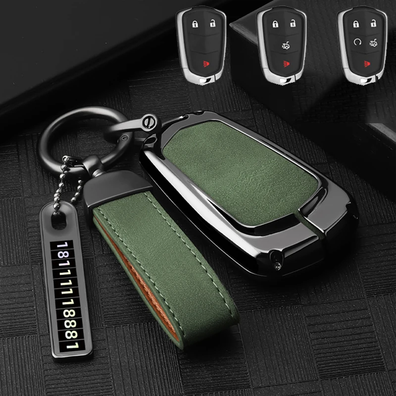 

Zinc Alloy Alcantara Leather For Cadillac Escalade ESV XTS CTS ATS CT6 SRX 3 4 5 Button Smart Remote Key Case Cover Fob Housing