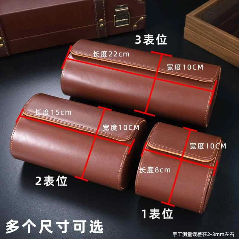 cowhide Watch Bag 1 2 3 Slots Luxury Genuine Ortable Vintage Leather Roll Watch Storage Box Travel Watch Case Gift Watch Pouch