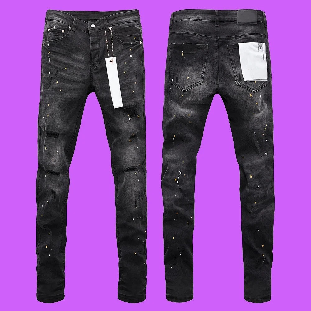 

Джинсы roca мужские с низкой посадкой, брендовые фиолетовые эластичные брюки с разрезом до колена, в американском стиле