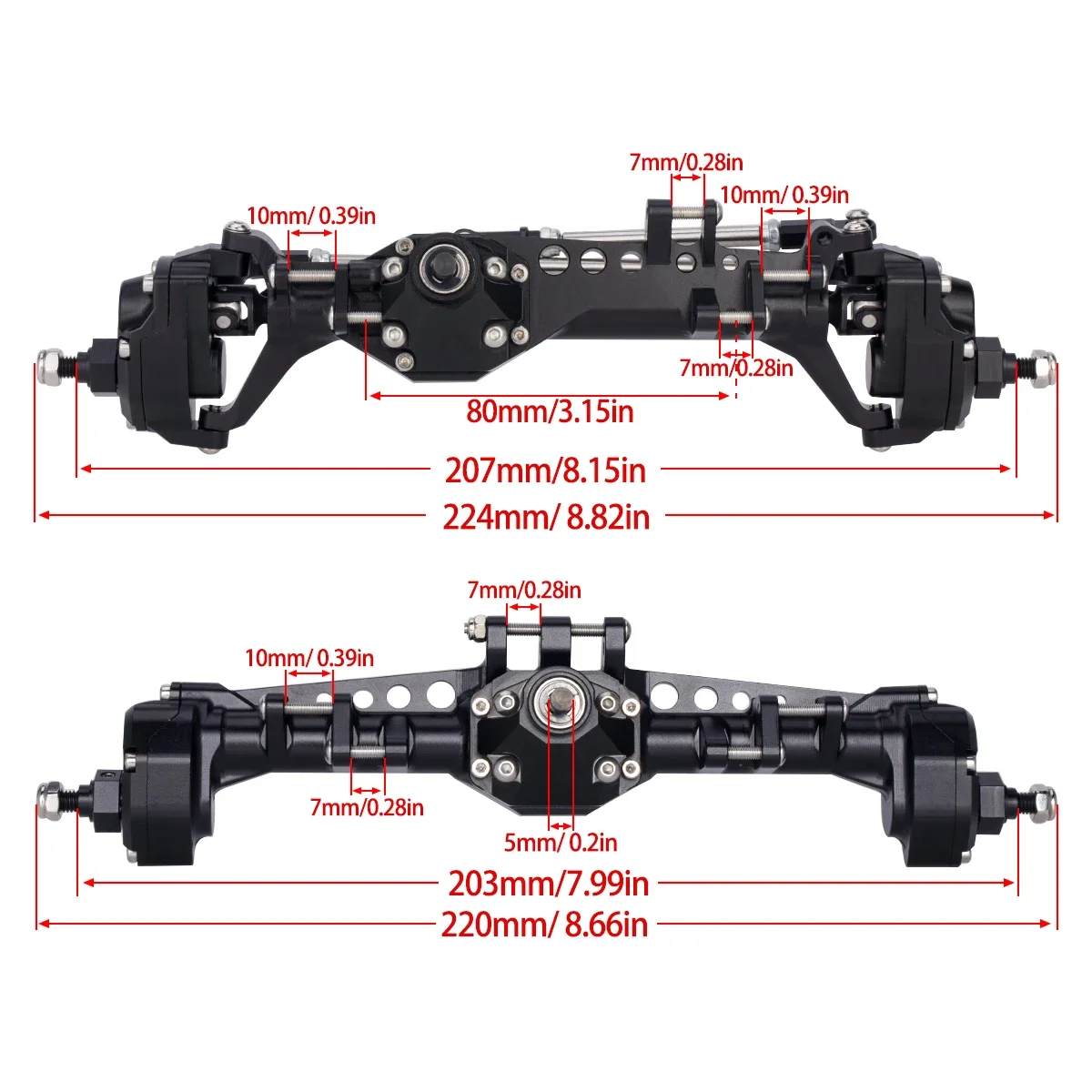 Machined Aluminum Front and Rear Portal Axle for 1/10 RC Crawler Vanquish VS4-10 Phoenix F10 LCG Chassis Upgrade Parts