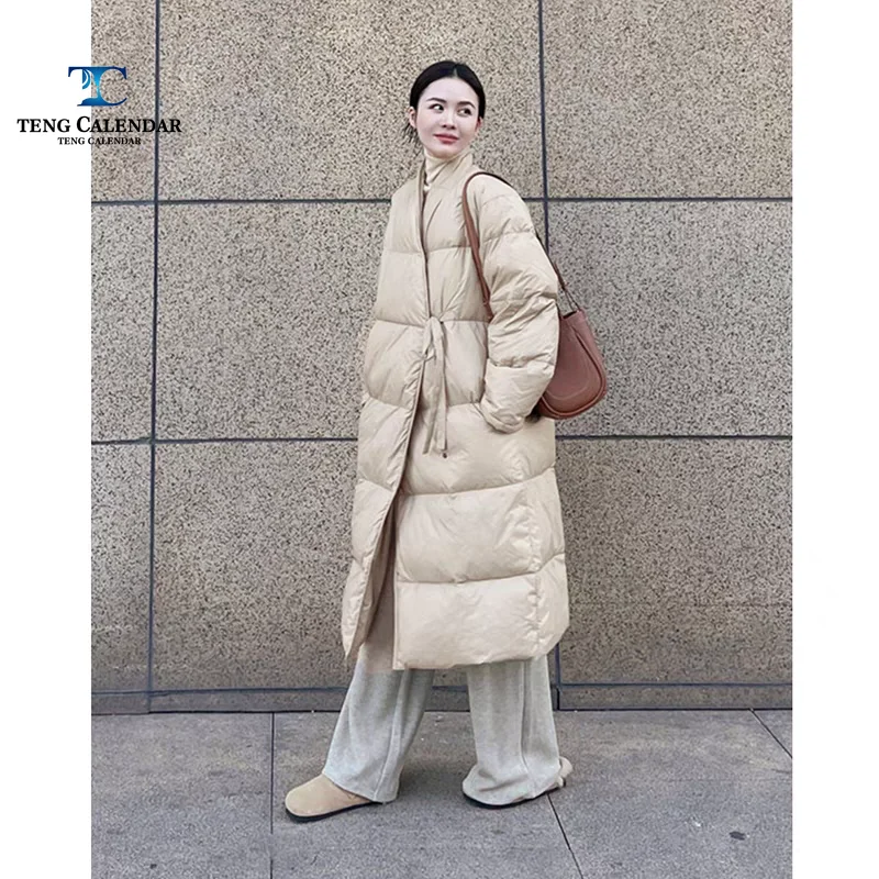 Jaqueta elegante, novo estilo chinês longo estilo ocidental jaqueta de pato branco, novo estilo de inverno 2025 feminino