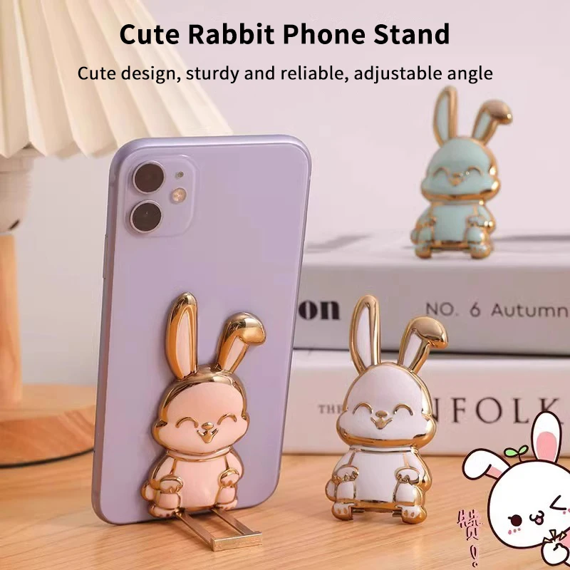 

Cute ABS Bunny Finger Ring Holder Mobile Phone Holder Foldable Mobile Phone Mini Pull Rod Phone Finger Ring Holder