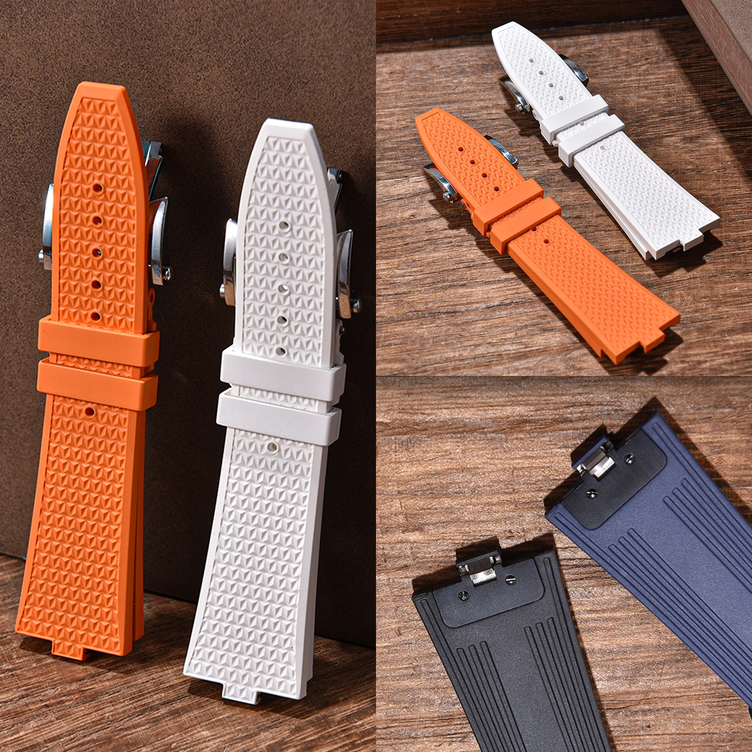FKM Fluorine Rubber Quick Release Watch Strap for Vacheron Constantin Overseas Models 4500V 5500V 7900V 7mm Convex Lug Wristband