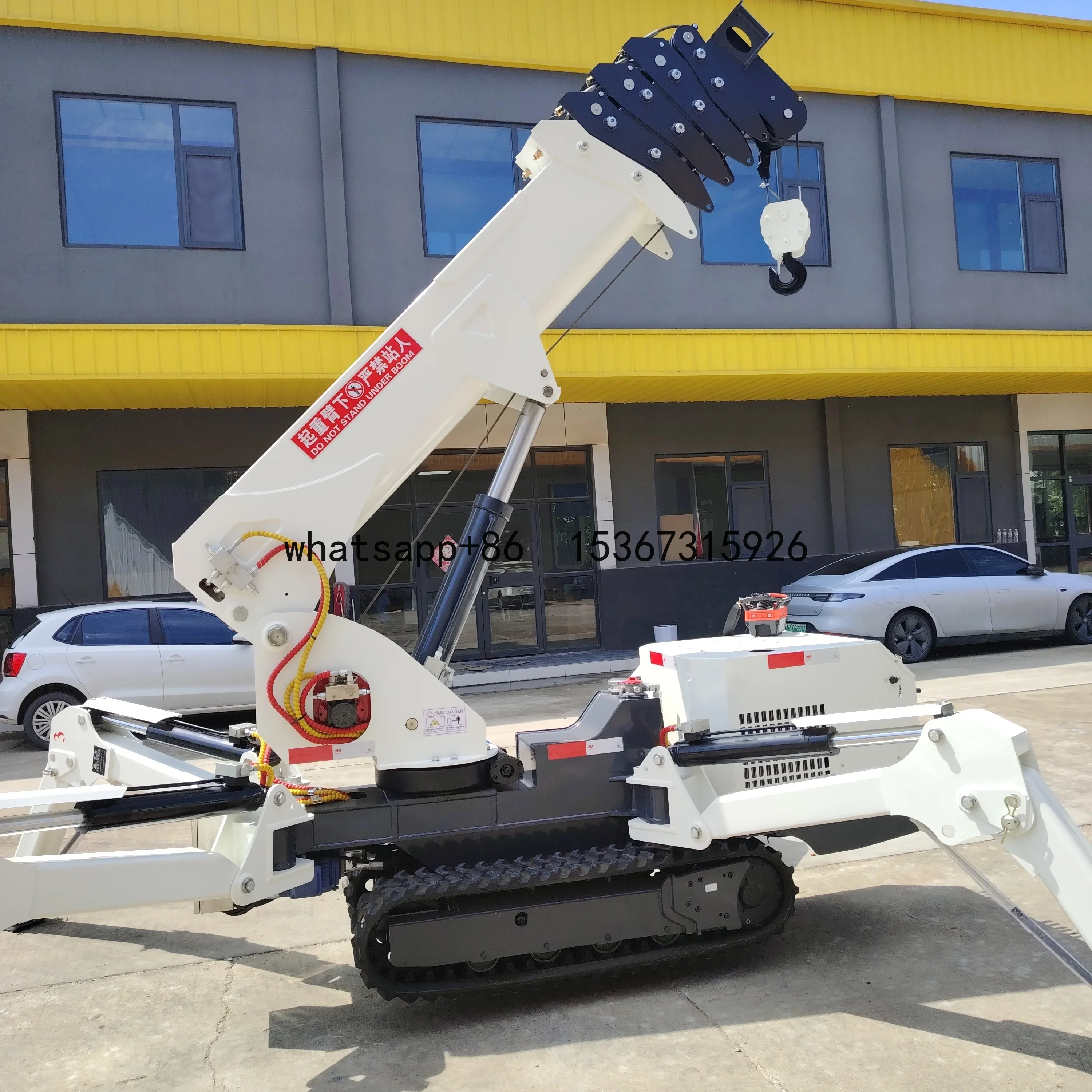 P-143 Mobile Spider Crane 3 Ton 5ton 8ton 10ton Telescopic Boom 360 degree mini Crawler Hydraulic Crane lifting 14m with fly jib