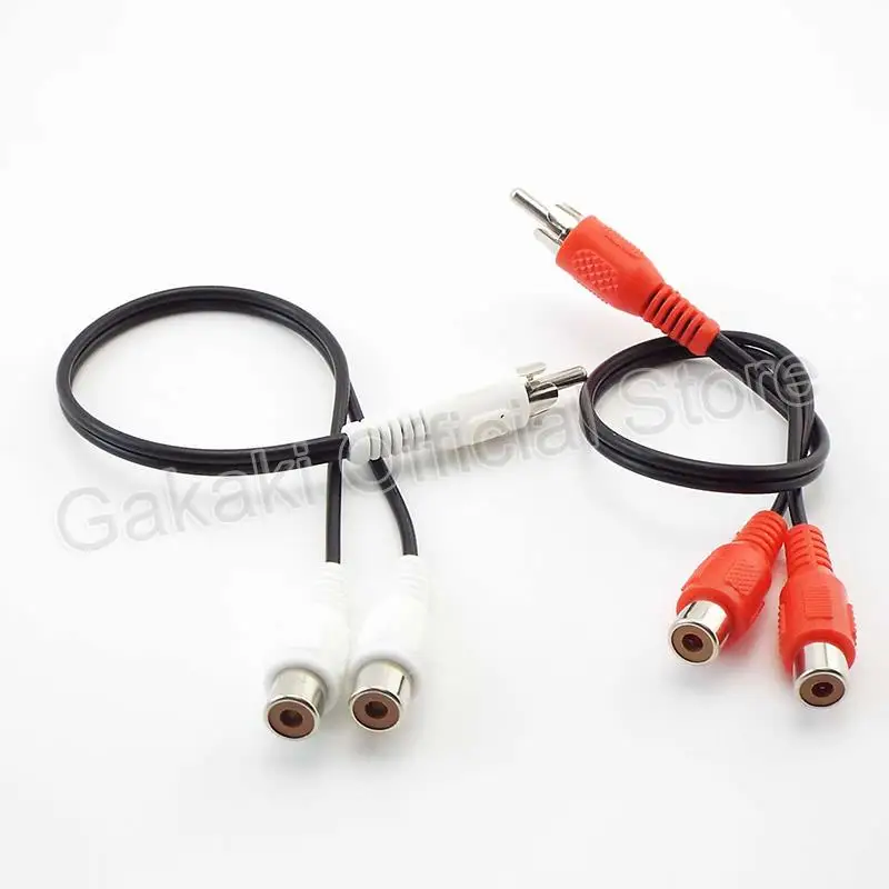 Y Splitter Audio Cable RCA Male to 2 Female Plug RCA Connector Adapters Wire Cord