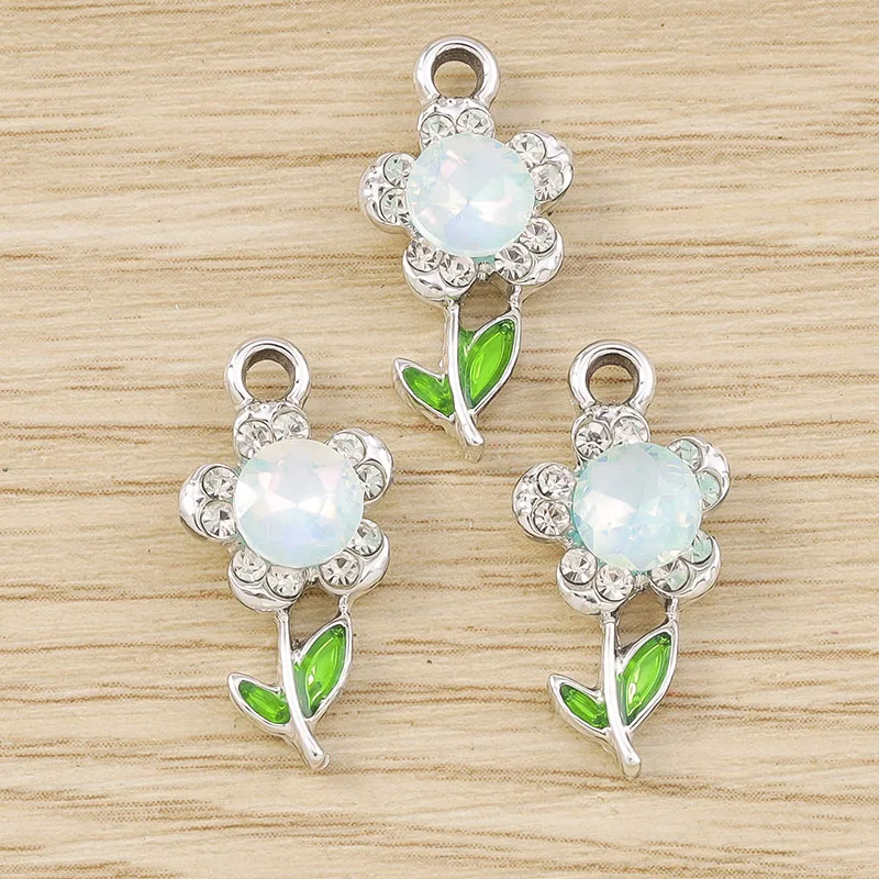 Tusember 10 Stück 14*18mm Niedliche Exquisite Kristallblumen-Anhänger für Schmuckherstellung DIY Tropfenohrringe Halskette Basteln – Detail 15