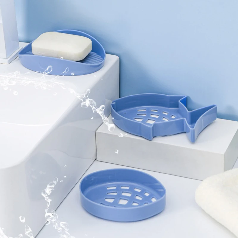 Fish Shape Soap Holder Non Slip Soap Box Toilet Shower Tray Draining Rack Bathroom Gadgets Soap Dish Soap Tray Holder