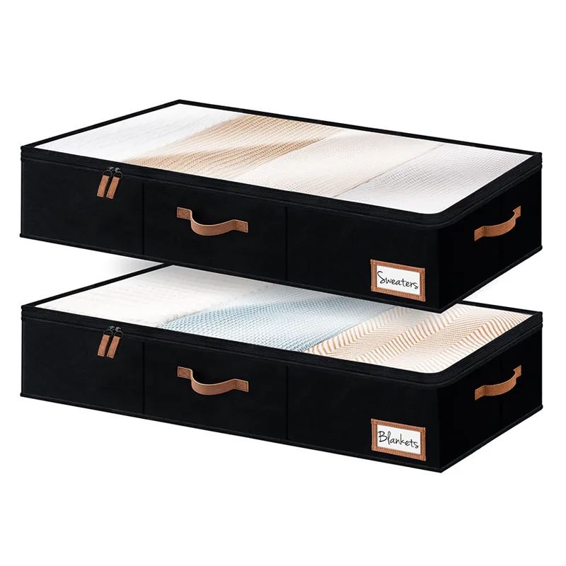 Under the Bed Storage Box, Flat and Short Finishing Box, Foldable Clothes Drawer, 2 Pcs