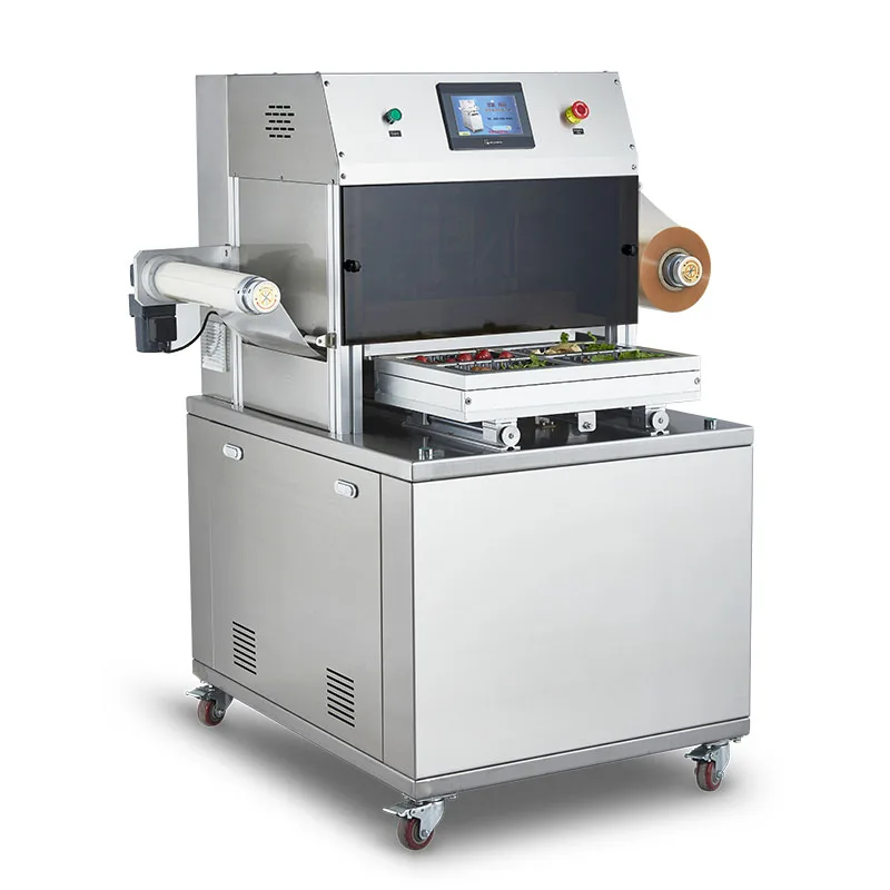 Semi Automatic Food Modified Atmosphere Vacuum Tray Sealer Map Vacuum Tray Sealing Machine With Gas Filling