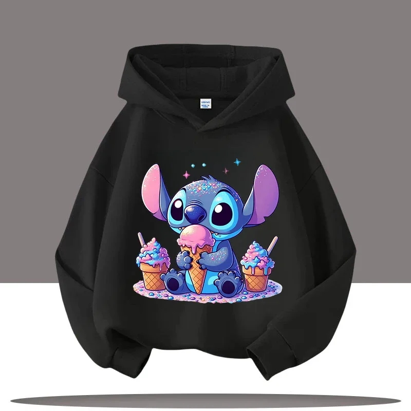 

2025 New Disney Stitch Children's hoodies for boys and Girls casual cartoon pattern autumn and winter sweatshirts