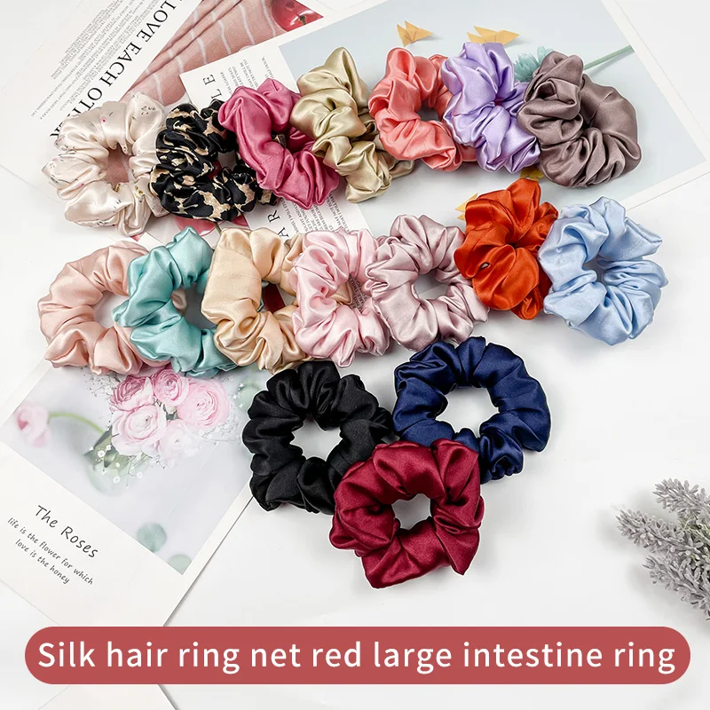 

100% Pure Silk Skinnies Scrunchie Hair Bow Ties Ropes Bands Scrunchy Elastics Ponytail Holders for Women Girls Hair Accessories