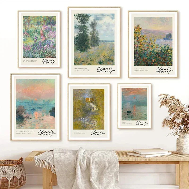 Claude Monet Classic Artwork Collection Print Poster Nature Landscape Canvas Painting Wall Art For Living Room Home Decoration