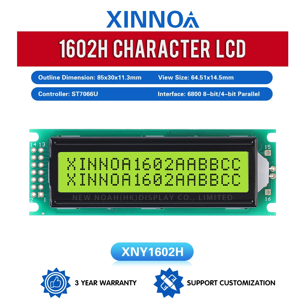 Yellow Green Film 1602H Character Dot Matrix Screen 2X16 LCD Controller ST7066U 16 * 2 Module Welcome To The Factory Audit