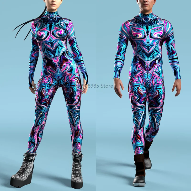 

Venera's Twist Costume New Halloween Party Abstract Geometry 3D Print Women Sexy Skinny Jumpsuit Carnival Cosplay Fancy Bodysuit