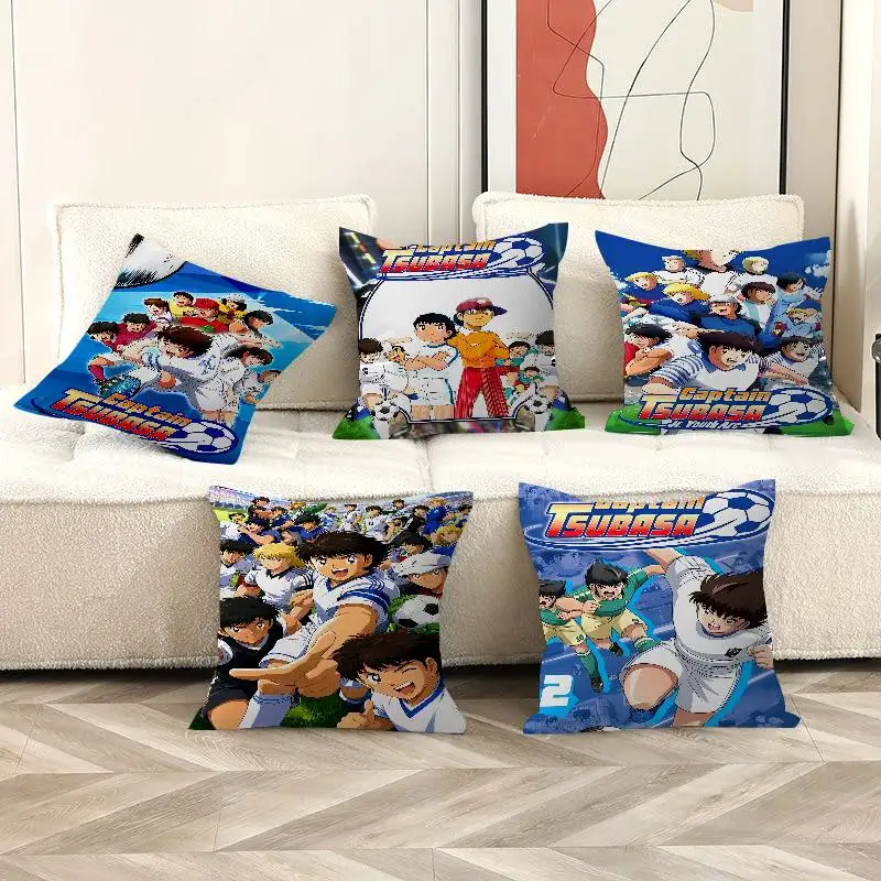 Cartoon Captain Tsubasa Cushion Cover Inches Farmhouse Decor Home Throw Pillow Covers for Couch Decorations