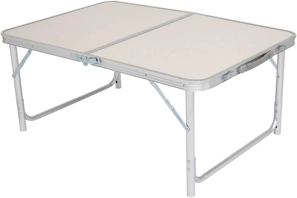 

Portable Aluminum Folding Table with Carrying Handle Adjustable Height Lightweight Outdoor Picnic Table for Camping BBQ Party (9