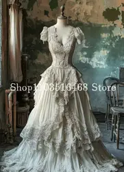 Historic Medieval Evening Dress Vintage Black and White Ball Lace Satin Appliqué Corset Lace-up Renaissance Custom فساتين سهرات