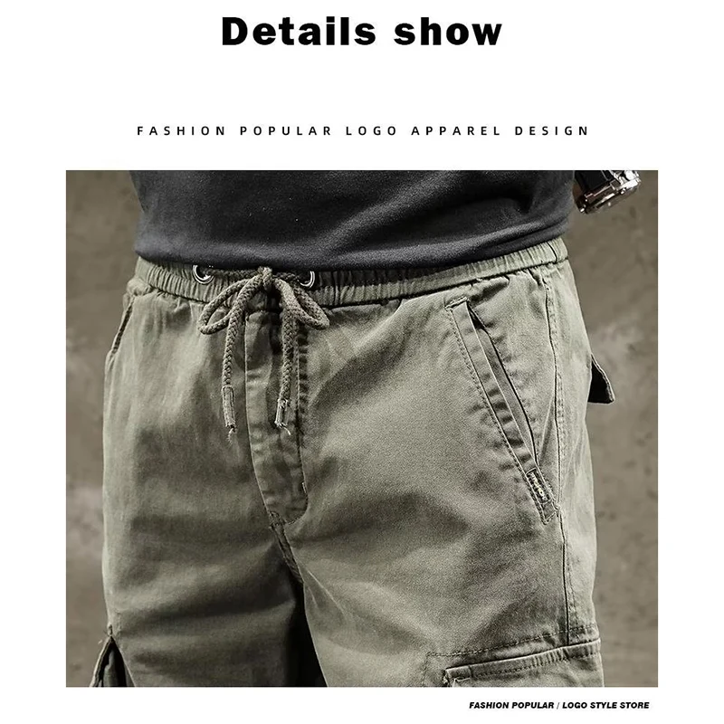 Men Cargo Pants Male Vintage Multi Pocket Loose Fit American Style Casual Cloth Pants High Street Outdoor Resistant Work Pants