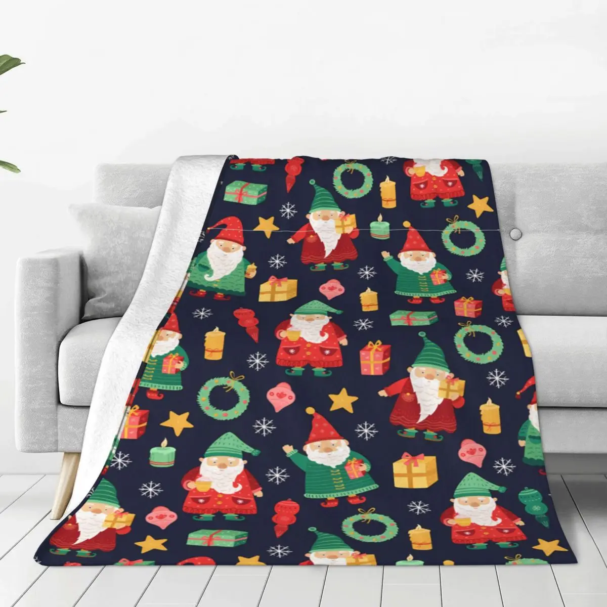 Christmas Holiday Cute Xmas Elf Premium Flannel Blanket Soft Warm Throw Blankets Chair Sofa Bed Travel Bedspread Tapestry