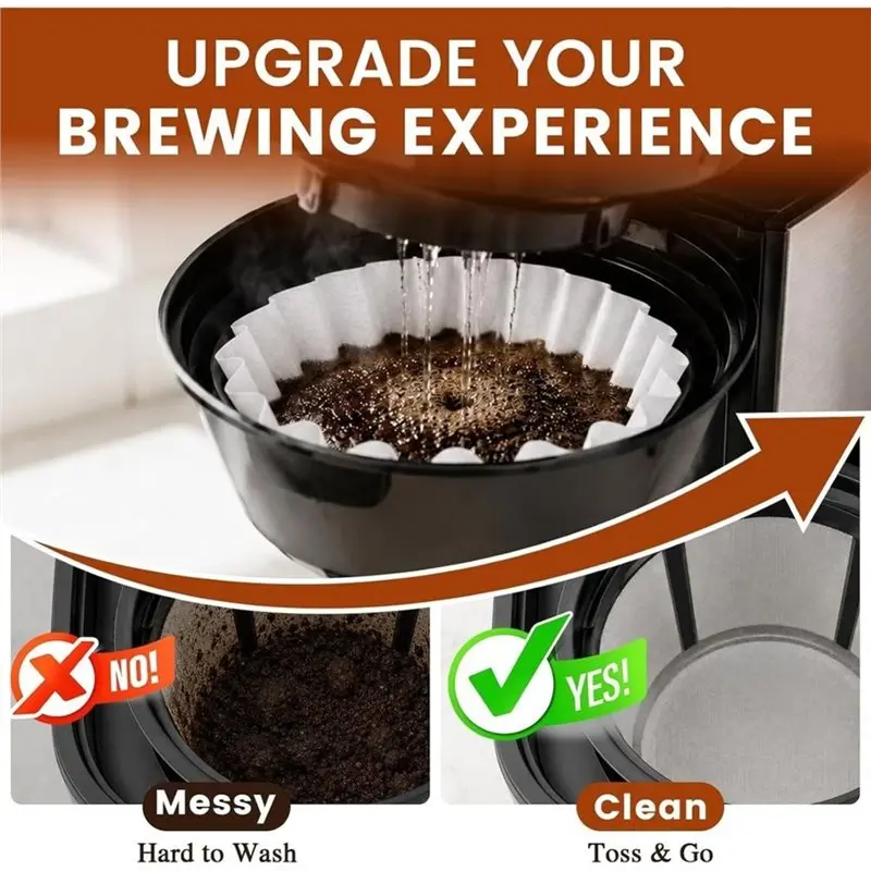 AB42-600 Count 1-2 Cup Small Coffee Filters, Disposable White Basket Paper Filters Compatible With 155 Size Pour Over Dripper