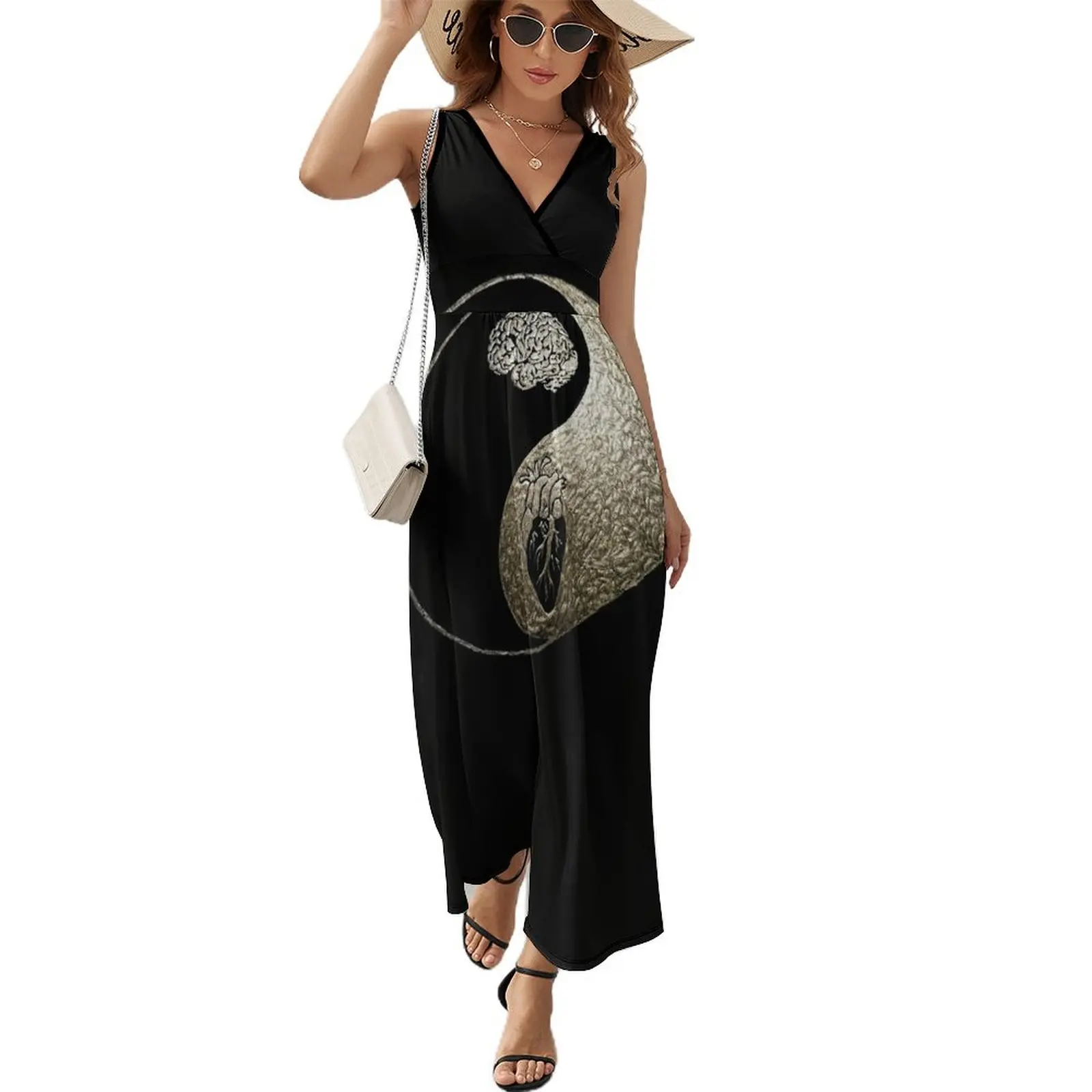 

Brain and heart yin yang Sleeveless Dress Dresses for wedding party women's summer jumpsuit