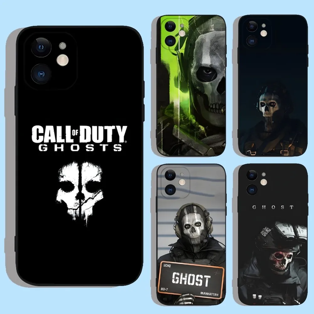 Ghost C-Call Of Duty COD   Phone Case For Apple iPhone 15,14,13,12,11,XS,XR,X,8,7,Pro,Max,Plus,mini Silicone Black Cover