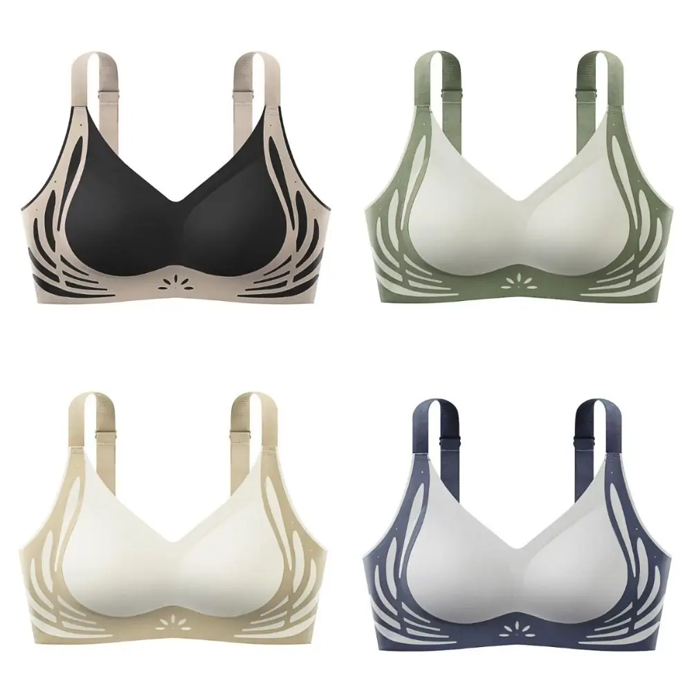 Soutien-gorge doux sans fil, grande tasse, décolleté en V profond, Patchwork, sous-vêtements Push Up, seins froncés, brassière antichoc pour femmes et filles