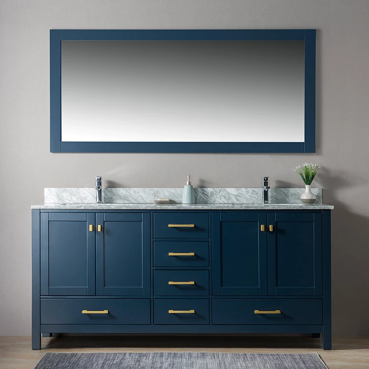 m Kitchen Bath Double Bathroom Vanity Set in Blue With Marble Top and Sink m