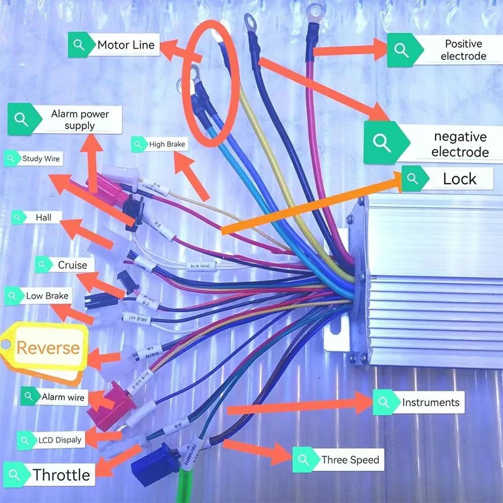 48 فولت 60 فولت 64 فولت 72 فولت 1000 واط 1500 واط وحدة تحكم كهربائية 12 أنبوب وضع مزدوج فرش تحكم سرعة المحرك ل سكوتر سكوتر E-الدراجة